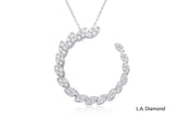 14K White Gold Diamond Elegant Flare Hoop Pendant
